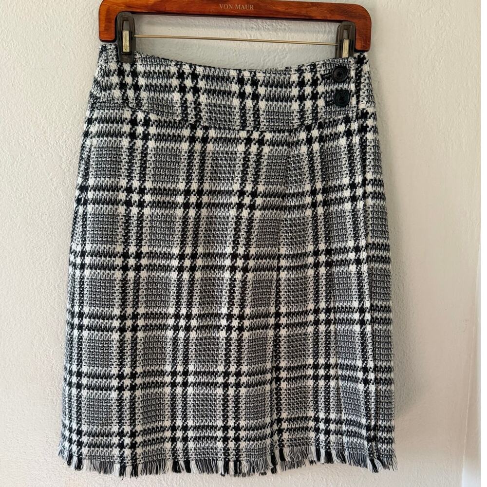 Women's Isaac Mizrahi for Target White Blake Buffalo Plaid Fall Wool Skirt Sz 4